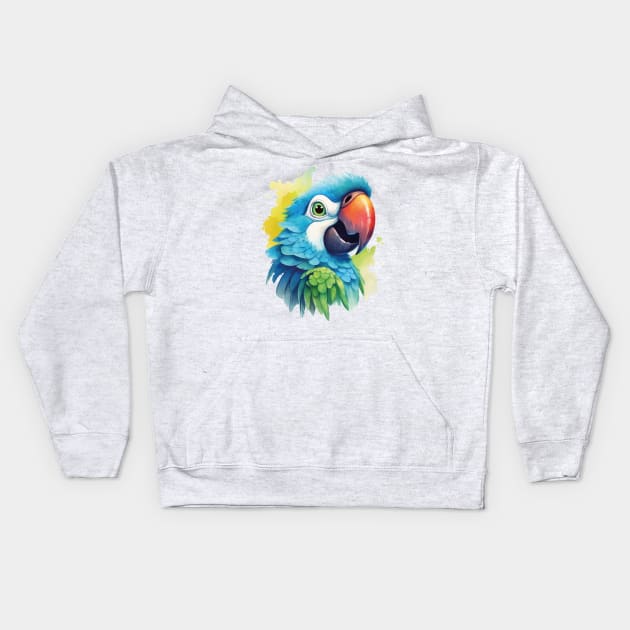 Vibrant Plumage: Exquisite Macaw Head Kids Hoodie by ConnectingtoNature